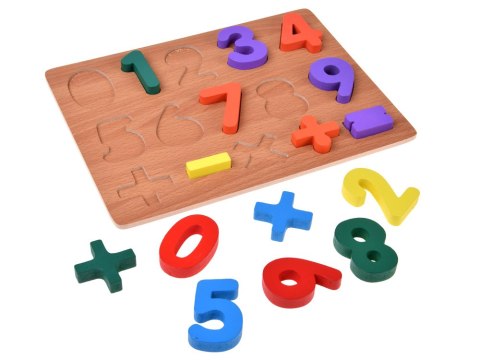 Puzzle drewniane CYFERKI matematyka - układanka edukacyjna 15ele ZA6238