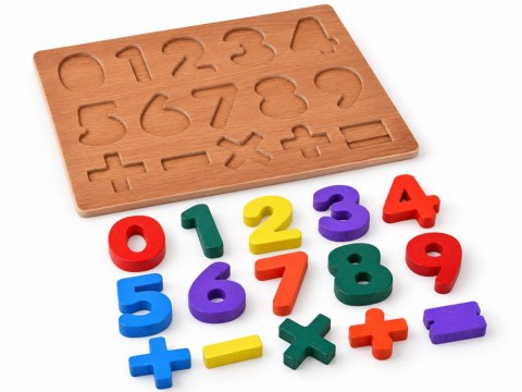 Puzzle drewniane CYFERKI matematyka - układanka edukacyjna 15ele ZA6238