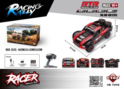 Auto R/C Terenowe RACE 18 1:12 Czarno Czerwony