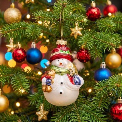 BOMBKA SZKLANA FORMÓWKA BAŁWAN 11CM SASKA GIFT & DECOR