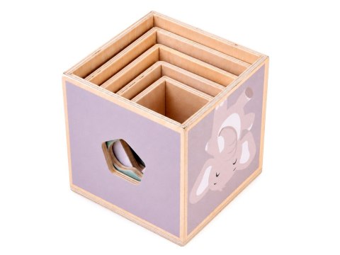 Drewniana piramida edukacyjna + sorter kształtów 2w1 Stonowany kolor ZA6484