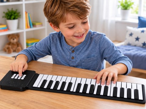 Elektroniczny KEYBOARD rozwijany dla dzieci na macie 37 klawiszy IN0188