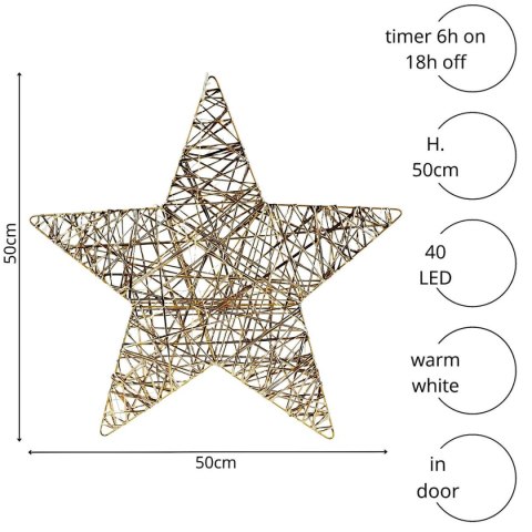 GWIAZDA DEKORACYJNA 40LED CHAMPAGNE 50CM LUCA