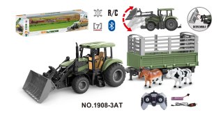 Zielony Traktor z Przyczepą R/C 1:20 + Zwierzątka
