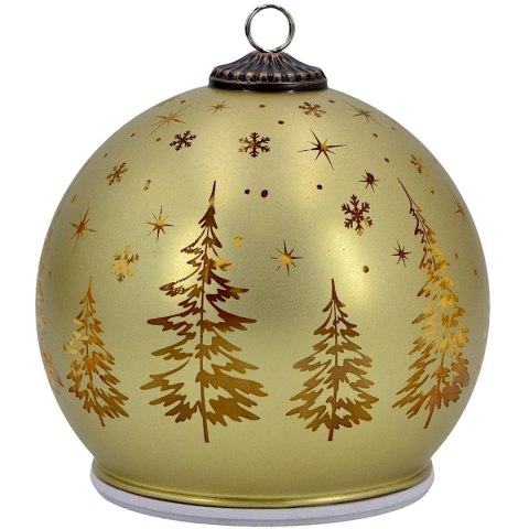 BOMBKA DEKORACYJNA SZKLANA LED 12CM ISKRZĄCA KRĘCĄCA SIĘ GOLD MICA