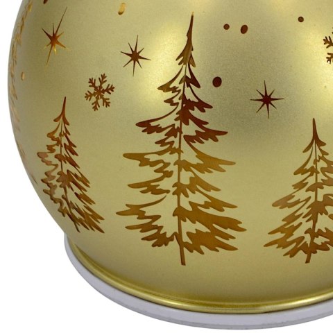 BOMBKA DEKORACYJNA SZKLANA LED 12CM ISKRZĄCA KRĘCĄCA SIĘ GOLD MICA