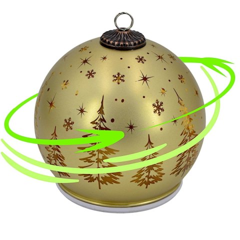 BOMBKA DEKORACYJNA SZKLANA LED 12CM ISKRZĄCA KRĘCĄCA SIĘ GOLD MICA