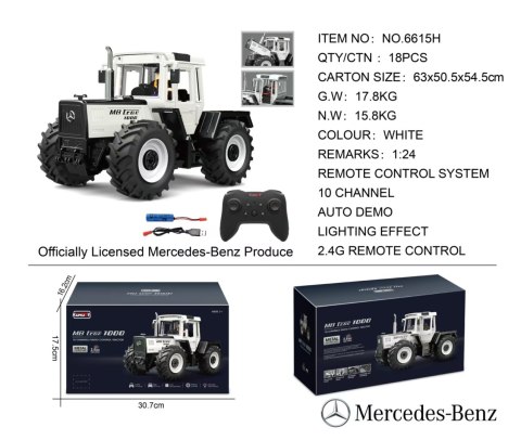 Traktor Biały 1:24 z Pilotem Mercedes Benz