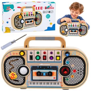 Drewniane Radio Interaktywne Tablica Manipulacyjna Światła LED Dźwięki