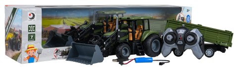 Zielony Traktor z Przyczepą R/C 1:20