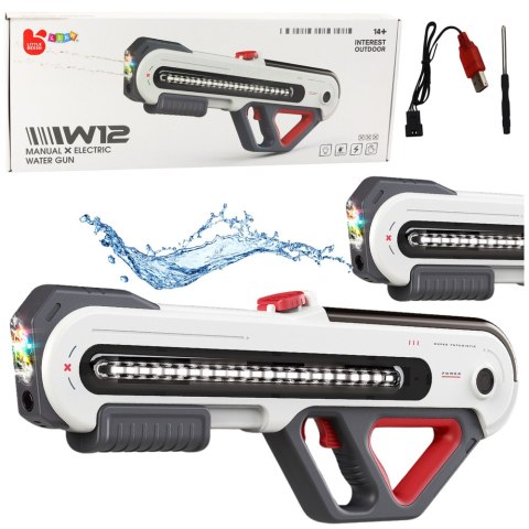 Duży Pistolet Karabin W12 Elektryczny Na Wodę LED Biały 60cm