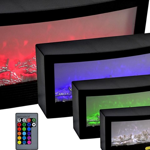 KOMINEK DEKORACYJNY 50x24CM LED 3D USB PILOT EFEKT OGNIA ZMIANA KOLORÓW