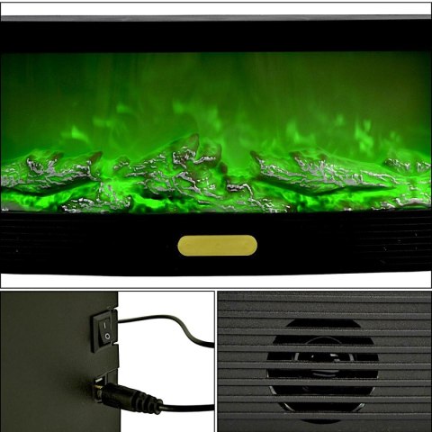 KOMINEK DEKORACYJNY 50x24CM LED 3D USB PILOT EFEKT OGNIA ZMIANA KOLORÓW