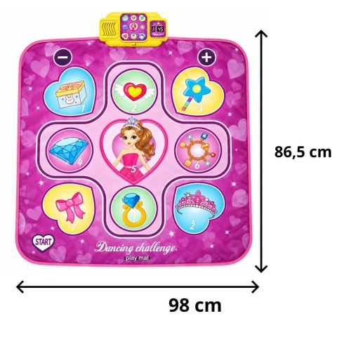 Mata Taneczna Interaktywna Księżniczka LED Muzyka Różowa 98x86.5cm