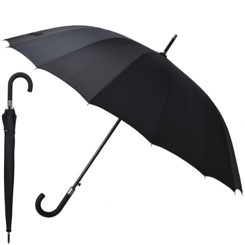 PARASOL DŁUGI PÓŁAUTOMATYCZNY 16 ŻEBER CZARNY SEMI LINE