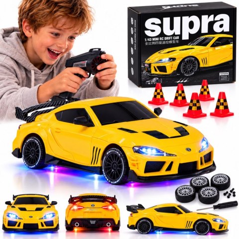Samochód zdalnie sterowany Toyota Supra Drift 1:43 4x4, LED, szybki RC0803