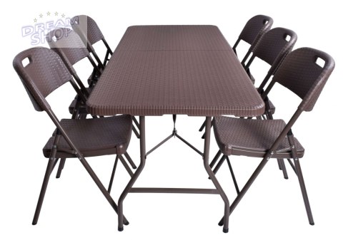 Zestaw ogrodowy tec-rattan stół 180 cm + 6 krzeseł Zestaw ogrodowy tec-rattan stół 180 cm + 6 krzeseł