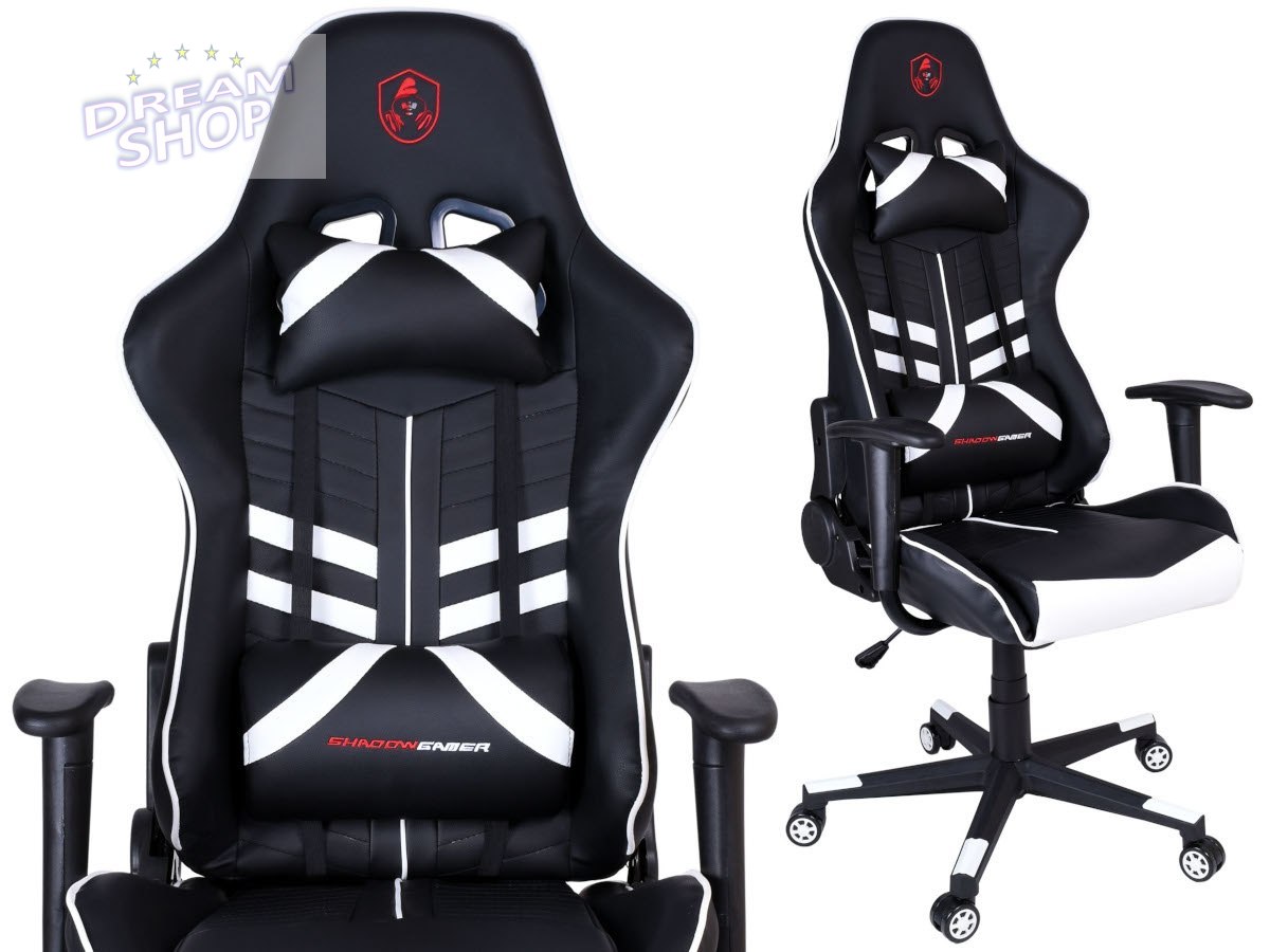 Fotel gamingowy biurowy SHADOW GAMER czarno-biały Fotel gamingowy biurowy SHADOW GAMER czarno-biały