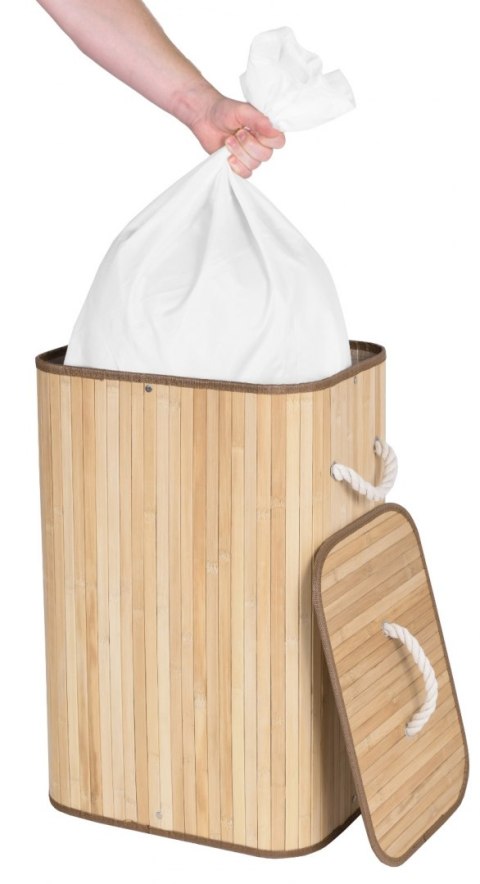 Kosz bambusowy na pranie 72L 1 komorowy naturalny