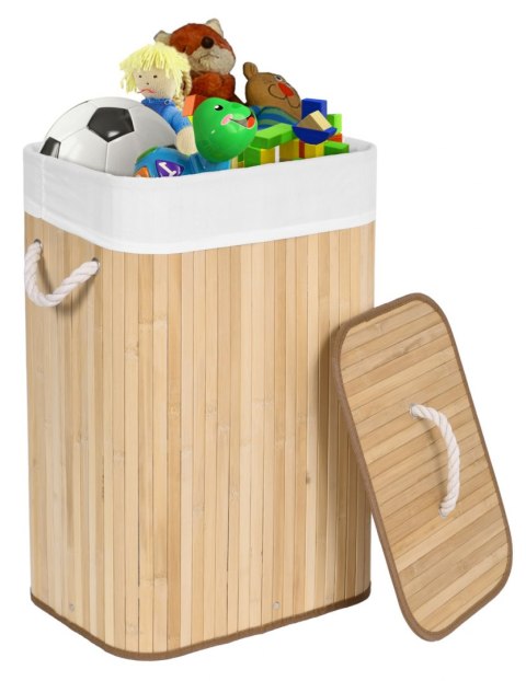 Kosz bambusowy na pranie 72L 1 komorowy naturalny