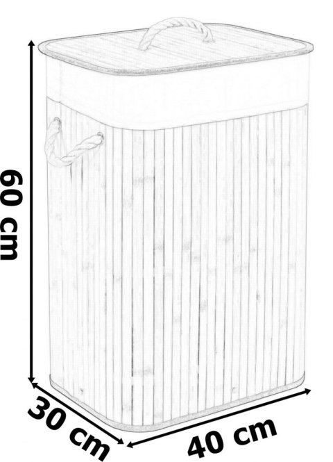 Kosz bambusowy na pranie 72L 1 komorowy naturalny