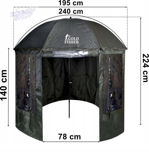 Parasol wędkarski namiot z osłoną JUKON ciemno-zielony Parasol wędkarski namiot z osłoną JUKON ciemno-zielony