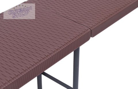 Składana ławka cateringowa rattan brązowa Składana ławka cateringowa rattan brązowa