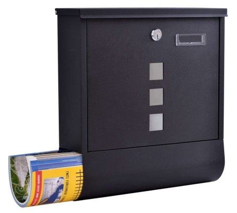 Skrzynka na listy HANS z gazetnikiem czarna