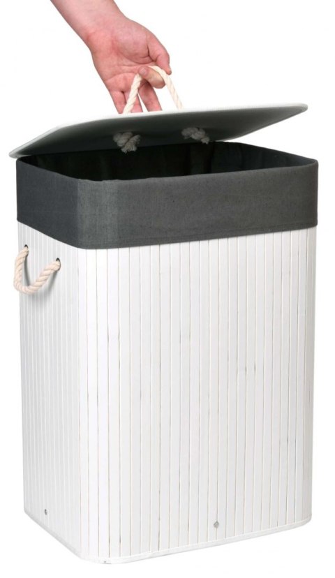 Kosz bambusowy na pranie 80L biało-szary