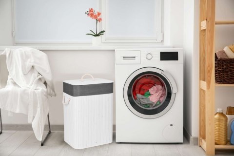 Kosz bambusowy na pranie 80L biało-szary