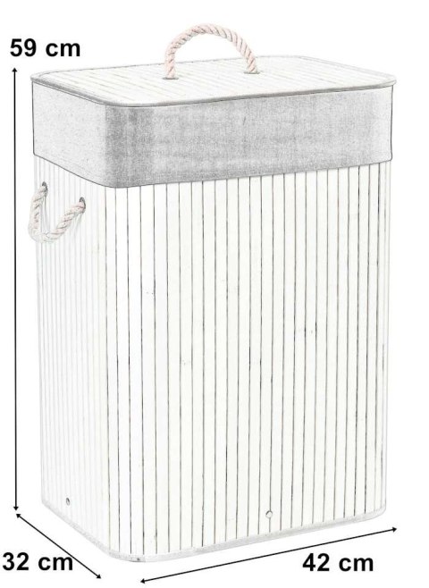 Kosz bambusowy na pranie 80L biało-szary