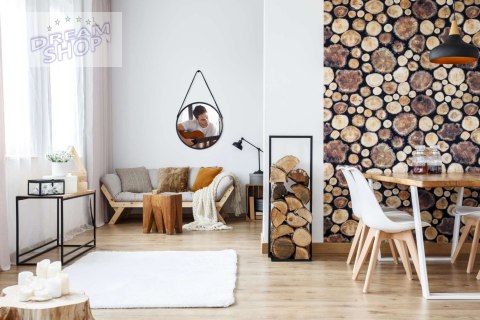 Lustro wiszące okrągłe na pasku 50 cm czarne Lustro wiszące okrągłe na pasku 50 cm czarne