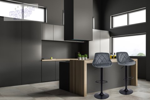 Krzesło barowe CYDRO BLACK aksamitne grafitowe VELVET Krzesło barowe CYDRO BLACK aksamitne grafitowe VELVET
