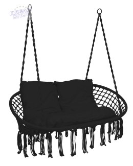 Krzesło fotel wiszący huśtawka LAGOS czarne z poduszkami