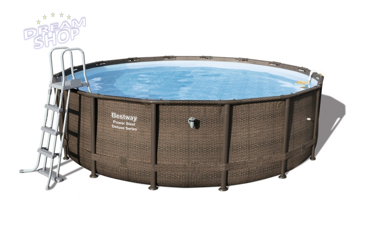 Basen Stelażowy 16FT 488x122 cm Power Steel Deluxe Rattan Series BESTWAY Basen Stelażowy 16FT 488x122 cm Power Steel Deluxe Rattan Series BESTWAY