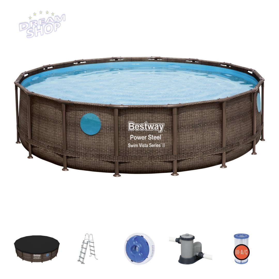 Basen Stelażowy 488 cm x 122 cm, Power Steel Swim VISTA series BESTWAY Basen Stelażowy 488 cm x 122 cm, Power Steel Swim VISTA series BESTWAY