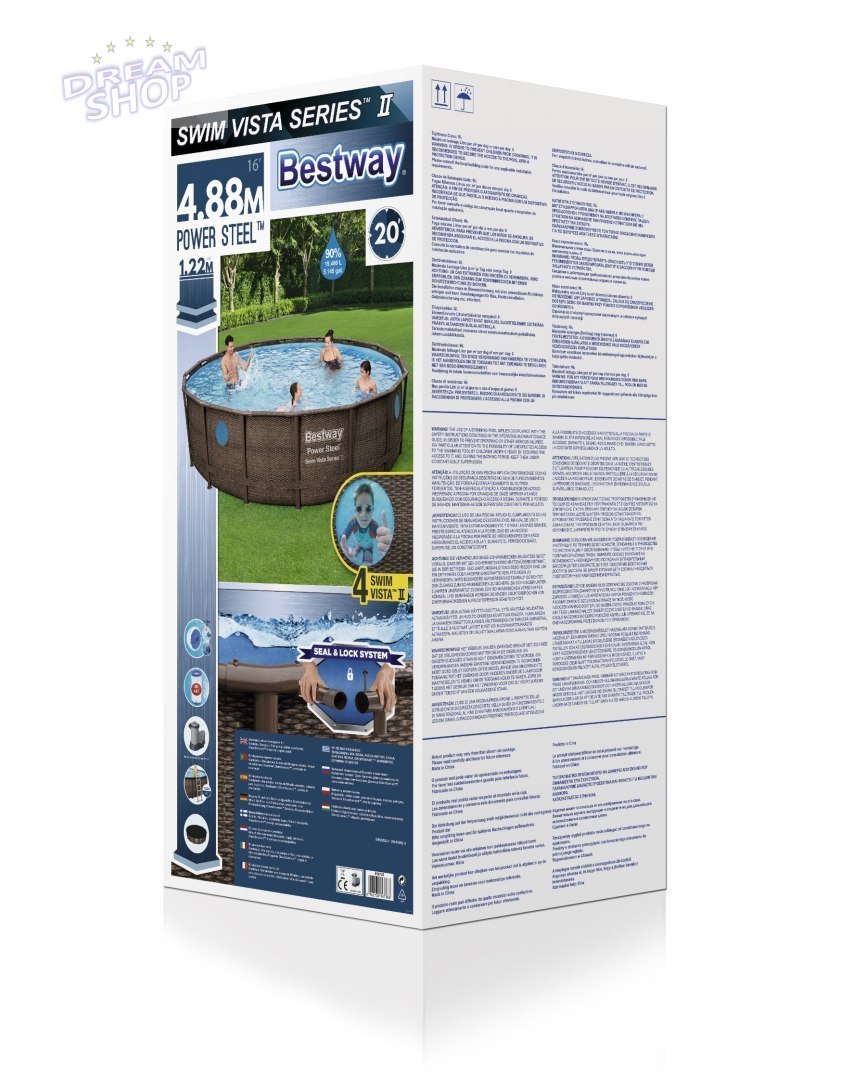 Basen Stelażowy 488 cm x 122 cm, Power Steel Swim VISTA series BESTWAY Basen Stelażowy 488 cm x 122 cm, Power Steel Swim VISTA series BESTWAY