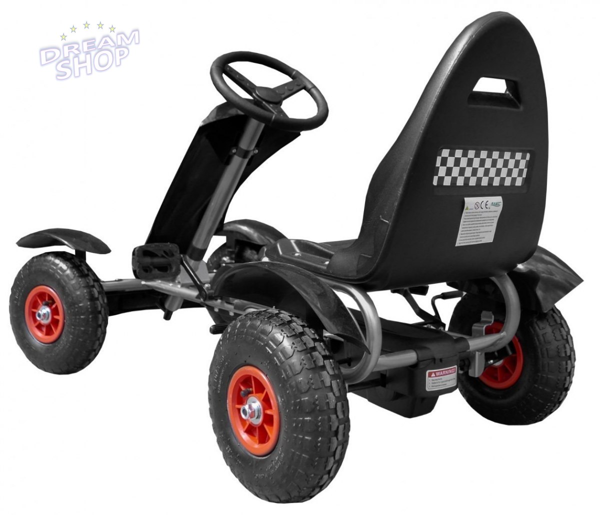 Duży Gokart Pompowane Koła Czarny Duży Gokart Pompowane Koła Czarny