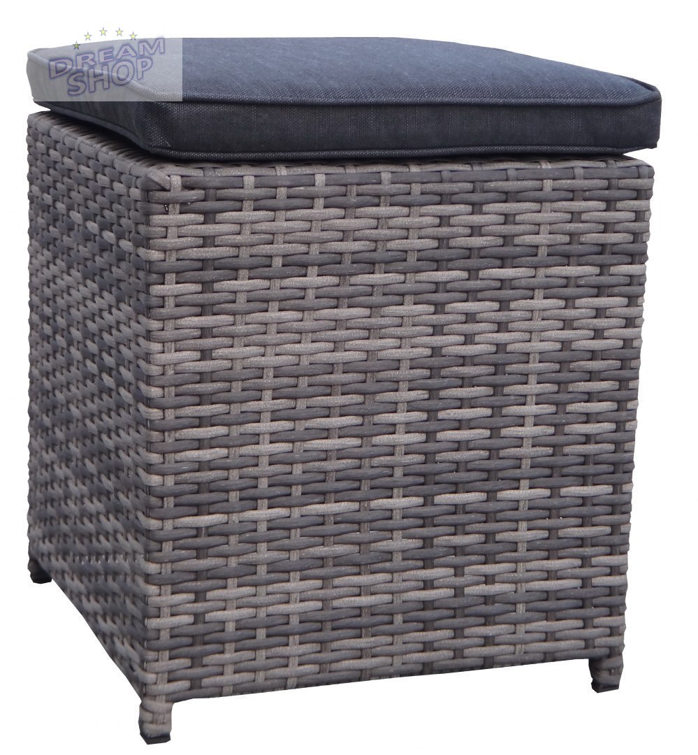 Ekskluzywne Meble Ogrodowe Rattan Wysoki Stół Pufy Szary Ekskluzywne Meble Ogrodowe Rattan Wysoki Stół Pufy Szary