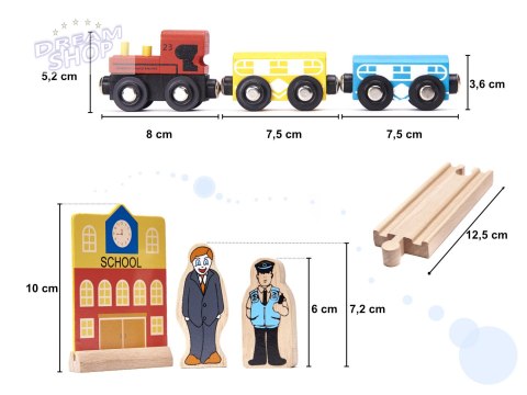 Kolejka drewniana pociąg tor samochodowy + 70el Kolejka drewniana pociąg tor samochodowy + 70el