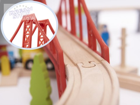 Kolejka drewniana pociąg tor samochodowy + 70el Kolejka drewniana pociąg tor samochodowy + 70el