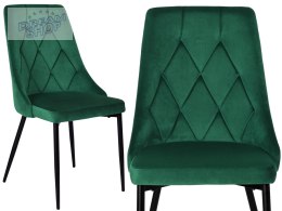 Krzesło aksamitne LINCOLN ciemno-zielone