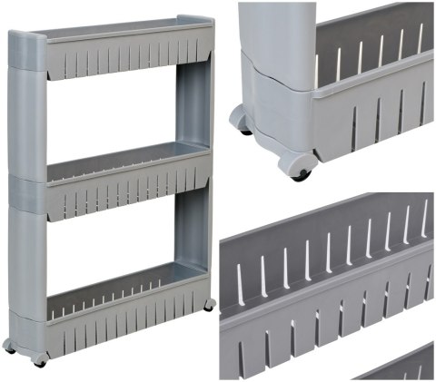 Szafka mobilna na kółkach 3 poziomy szara