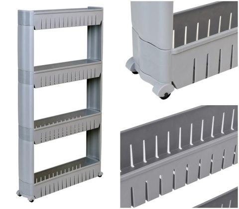 Szafka mobilna na kółkach 4 poziomy szara