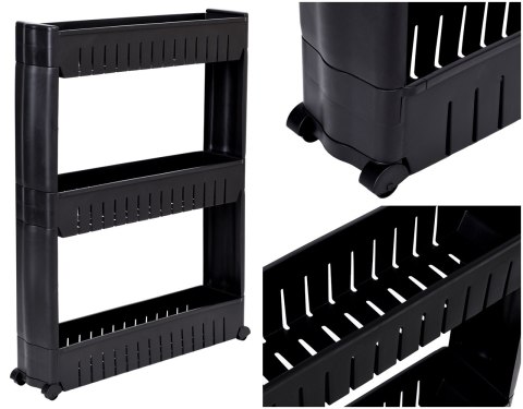 Szafka mobilna na kółkach 3 poziomy czarna