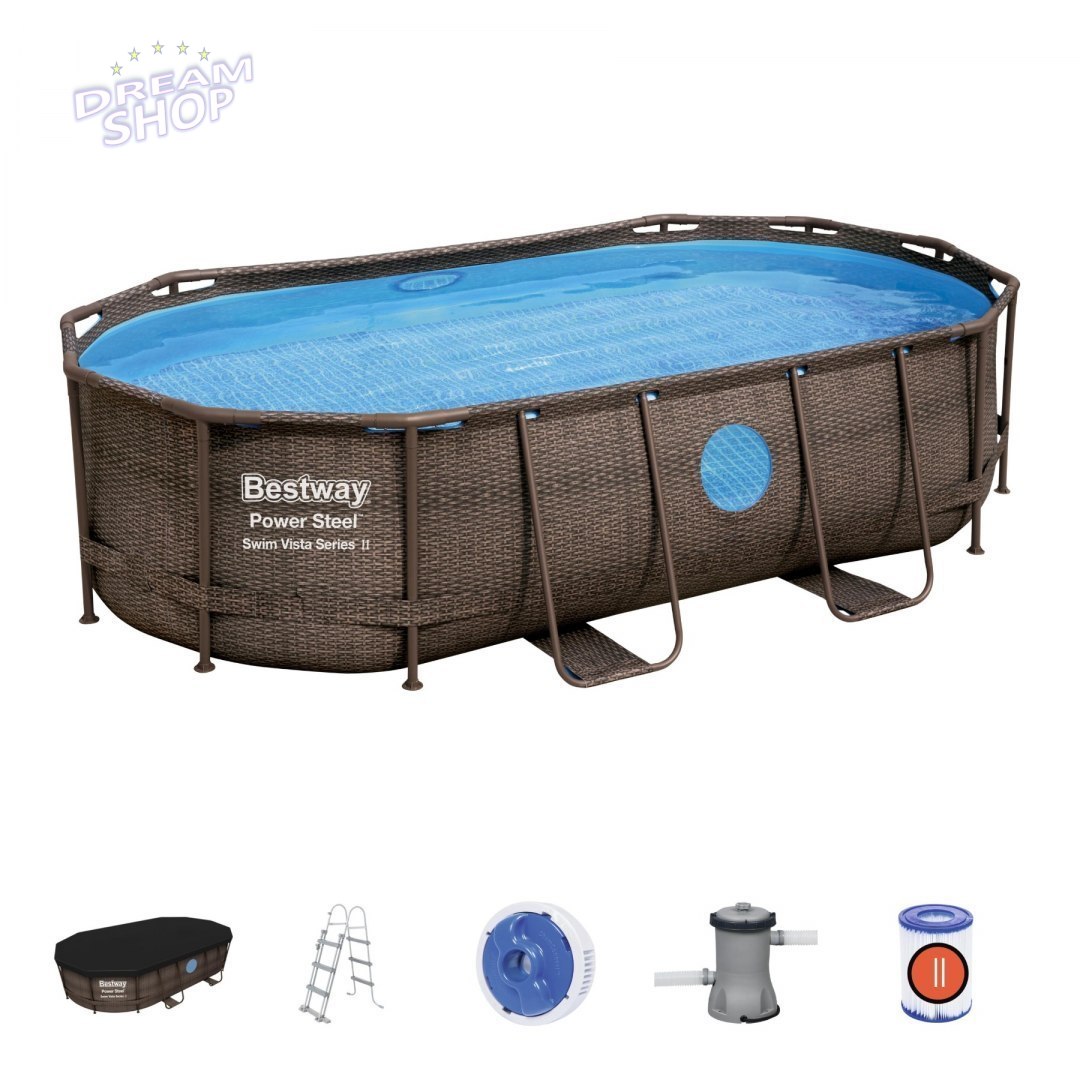 Basen Stelażowy 427 cm x 250 cm x 100 cm, Power Steel Swim VISTA series BESTWAY Basen Stelażowy 427 cm x 250 cm x 100 cm, Power Steel Swim VISTA series BESTWAY