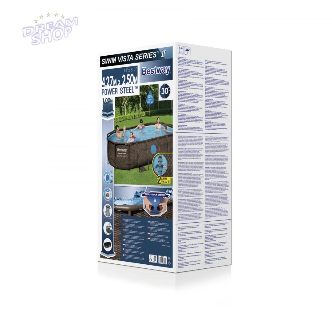 Basen Stelażowy 427 cm x 250 cm x 100 cm, Power Steel Swim VISTA series BESTWAY Basen Stelażowy 427 cm x 250 cm x 100 cm, Power Steel Swim VISTA series BESTWAY