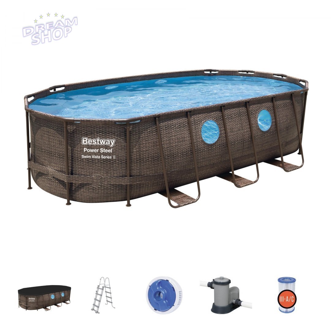 Basen Stelażowy 549 cm x 274 cm x 122 cm, Power Steel Swim VISTA series BESTWAY Basen Stelażowy 549 cm x 274 cm x 122 cm, Power Steel Swim VISTA series BESTWAY