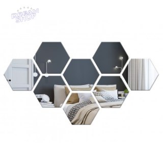 Dekoracyjne lustro akrylowe Hex - srebrne