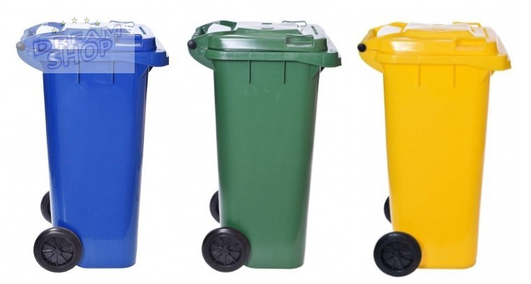 Komplet pojemników na odpady - 120l - trzy kolory Komplet pojemników na odpady - 120l - trzy kolory